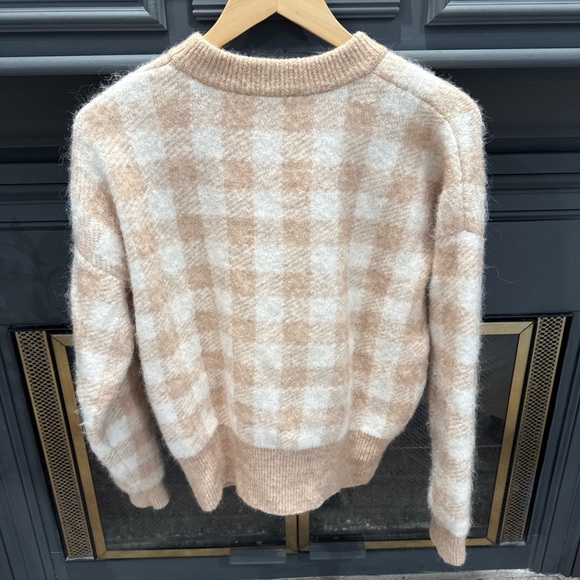 Sezane Plaid Beige and White Women's Sweater Sz M - Picture 4 of 6